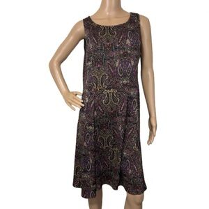 Perceptions Paisley Print Knee Length Sleeveless Dress Size L